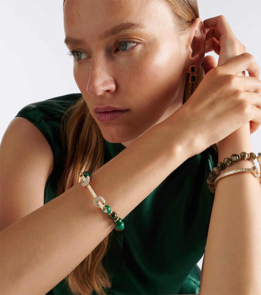 Chakra 18kt gold beaded bracelet with gemstones - Ananya - Modalova