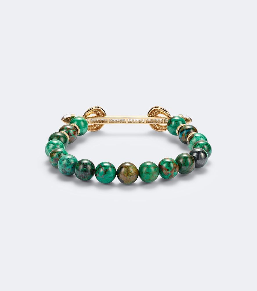 Chakra 18kt gold beaded bracelet with gemstones - Ananya - Modalova