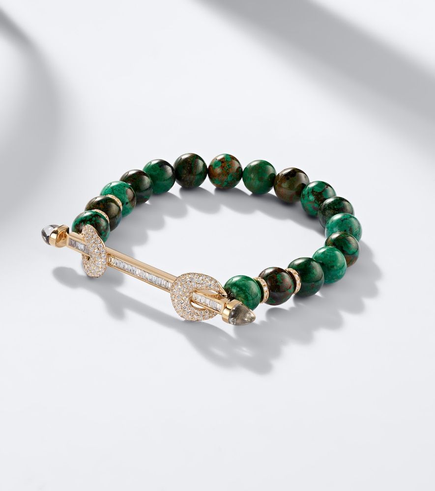 Chakra 18kt gold beaded bracelet with gemstones - Ananya - Modalova