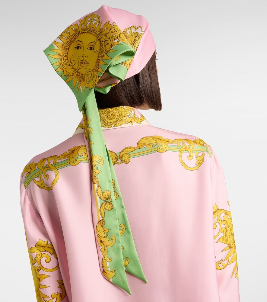 Foulard in twill di seta con stampa - Versace - Modalova