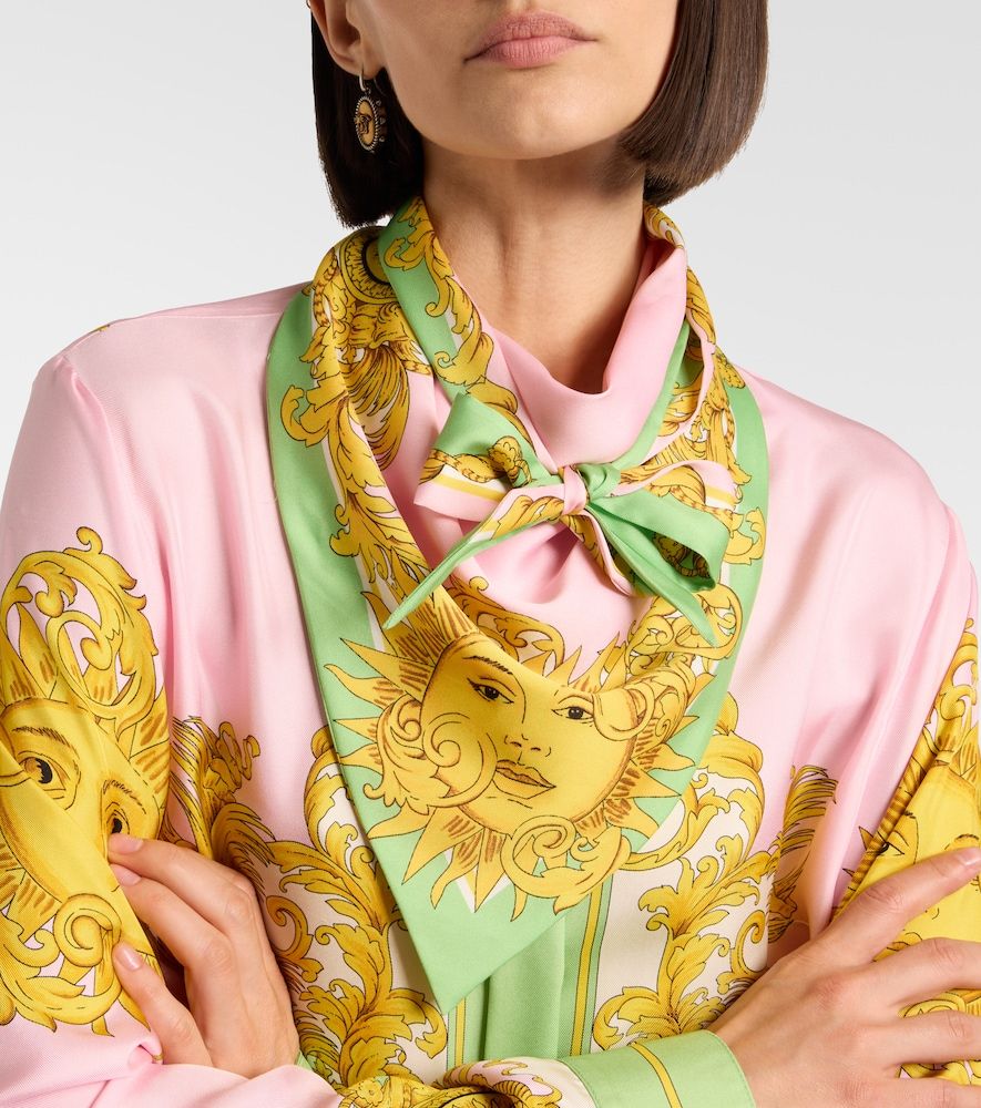 Foulard in twill di seta con stampa - Versace - Modalova