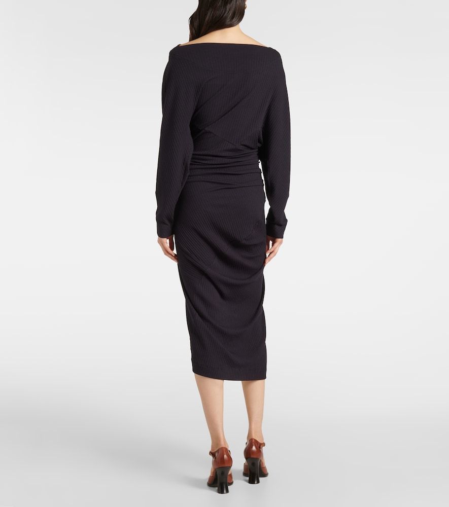 Vestido midi de jersey drapeado - Dries Van Noten - Modalova