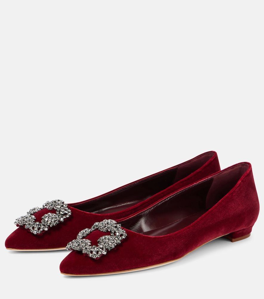 Ballerinas Hangisi aus Samt mit Kristallen - Manolo Blahnik - Modalova