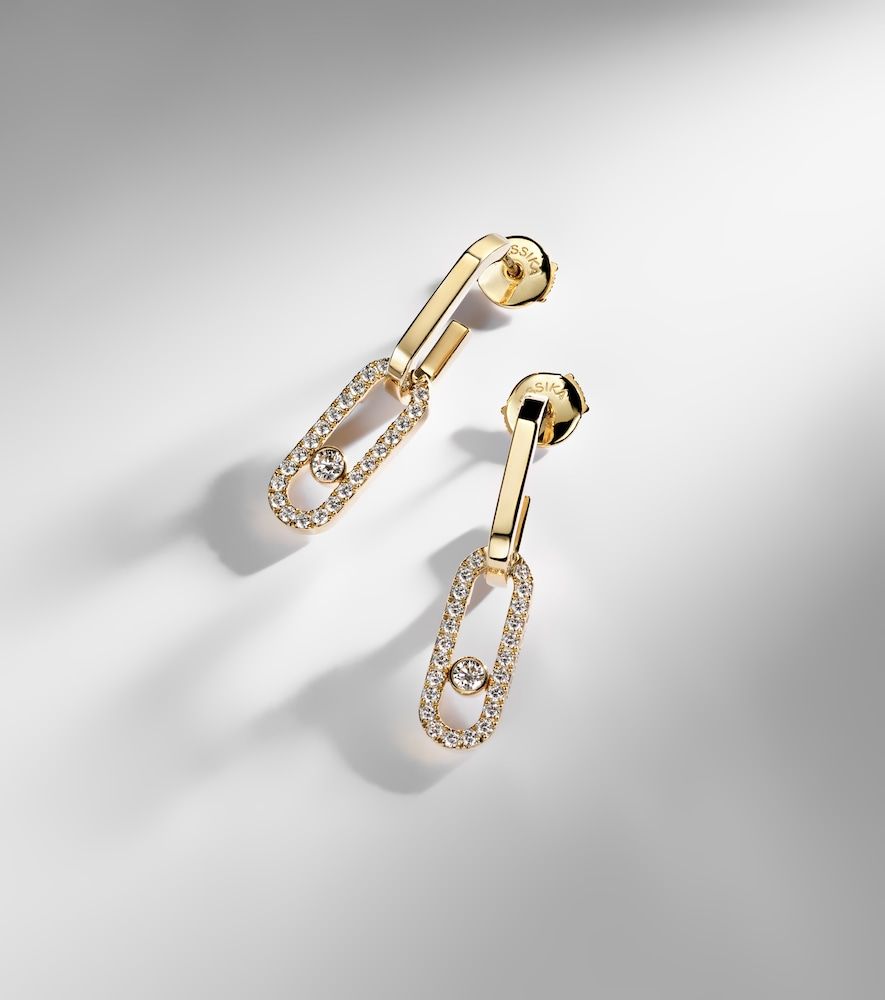 Pendientes Move Link de oro de 18 ct con diamantes - Messika - Modalova