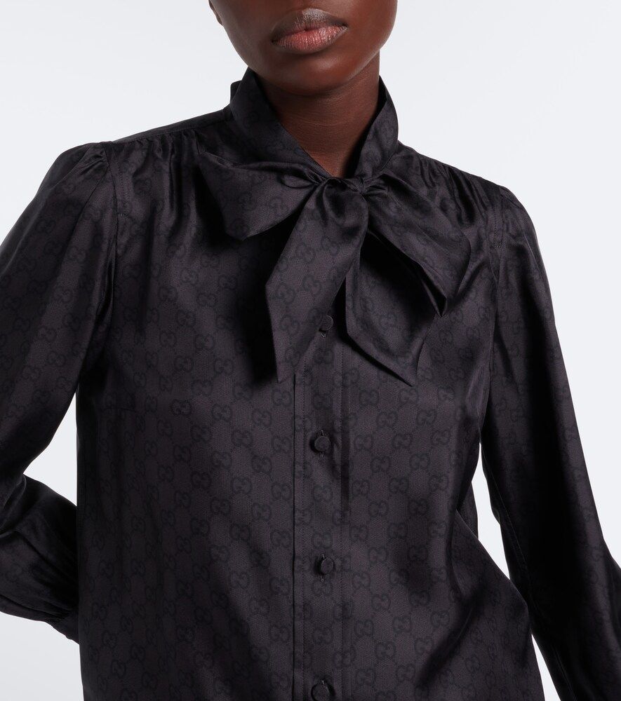 Gucci GG tie-neck silk twill blouse - Gucci - Modalova