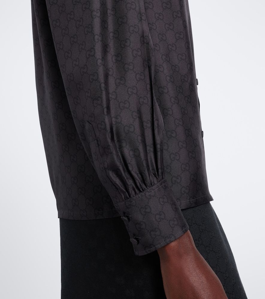 Gucci GG tie-neck silk twill blouse - Gucci - Modalova