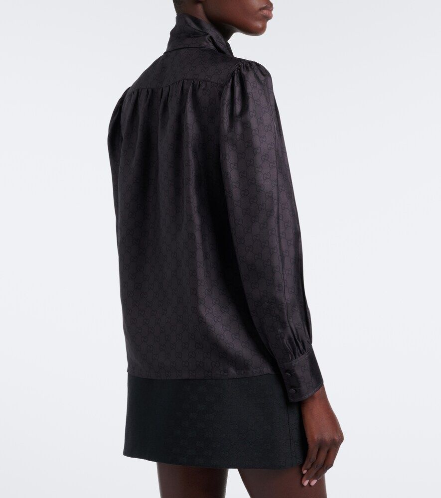 Gucci GG tie-neck silk twill blouse - Gucci - Modalova
