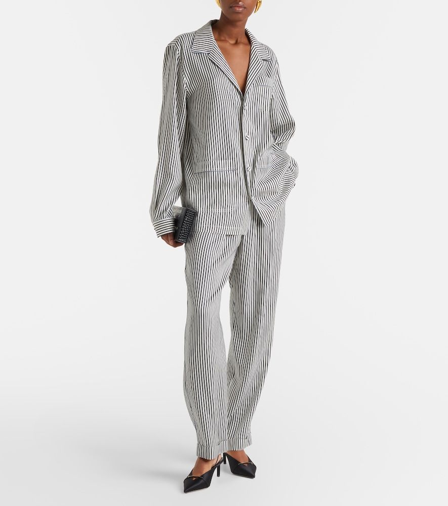 Pantalones rectos de seda a rayas - Tom Ford - Modalova