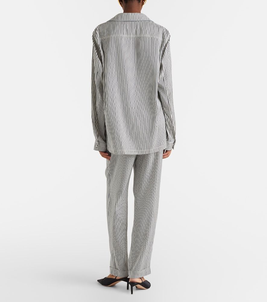 Pantalones rectos de seda a rayas - Tom Ford - Modalova