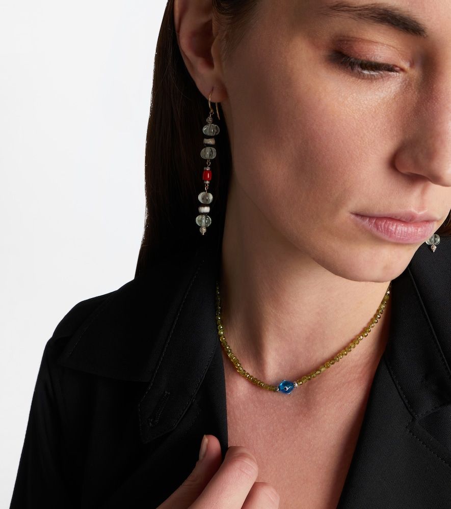 Collar de oro blanco de 9 ct y plata de ley con granates y diamantes - Ileana Makri - Modalova