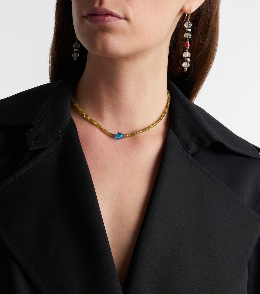 Collar de oro blanco de 9 ct y plata de ley con granates y diamantes - Ileana Makri - Modalova