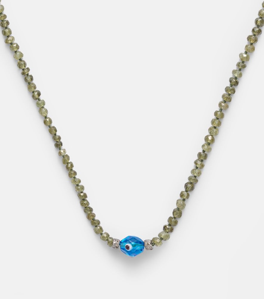 Collar de oro blanco de 9 ct y plata de ley con granates y diamantes - Ileana Makri - Modalova