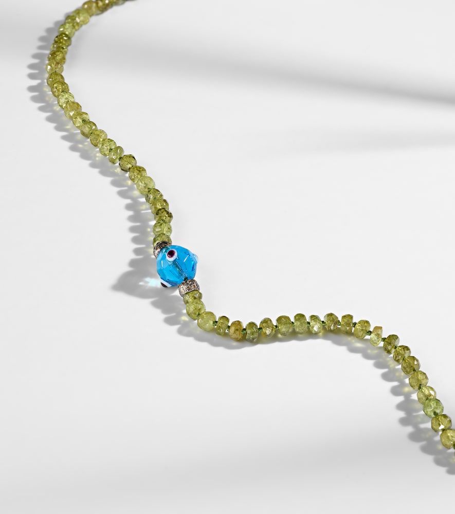 Collar de oro blanco de 9 ct y plata de ley con granates y diamantes - Ileana Makri - Modalova