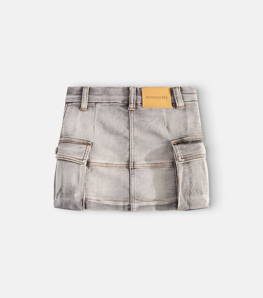 Falda cargo Mini Gonna de denim adornada - Monnalisa - Modalova