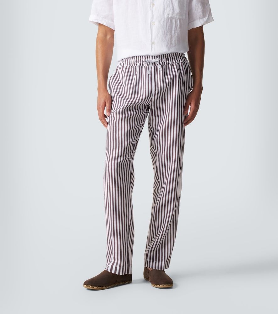 Pantalones rectos de lino a rayas - Fedeli - Modalova