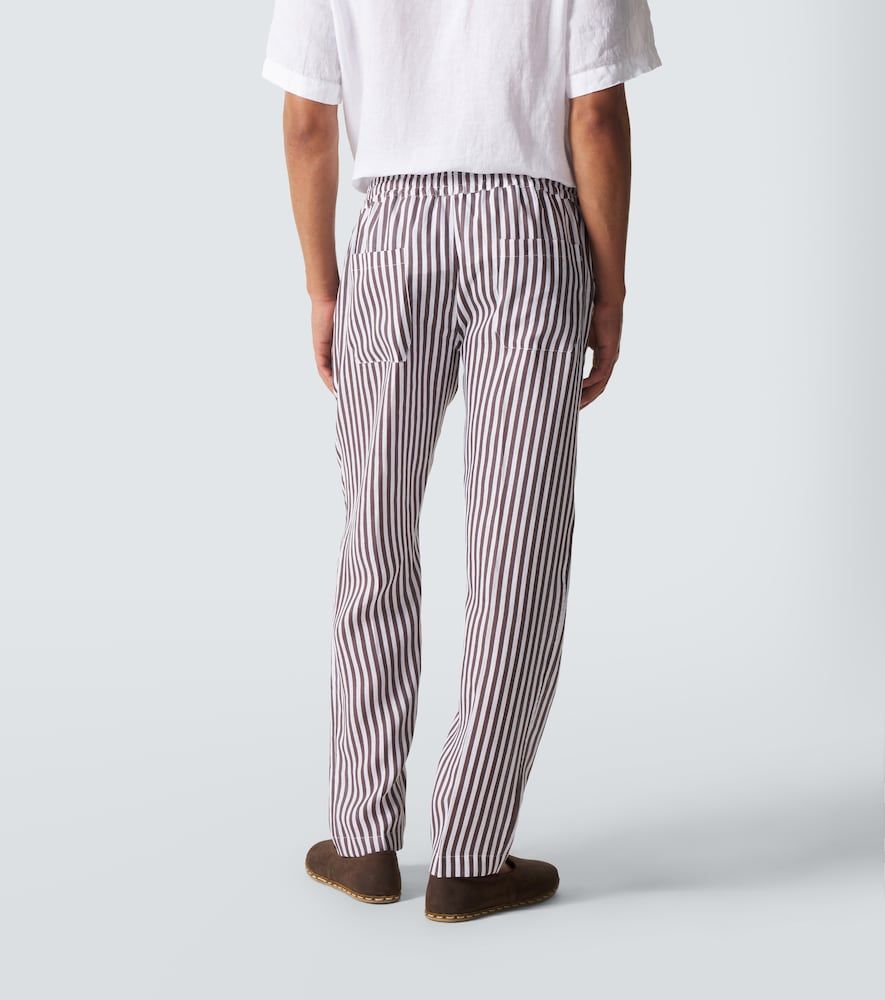 Pantalones rectos de lino a rayas - Fedeli - Modalova