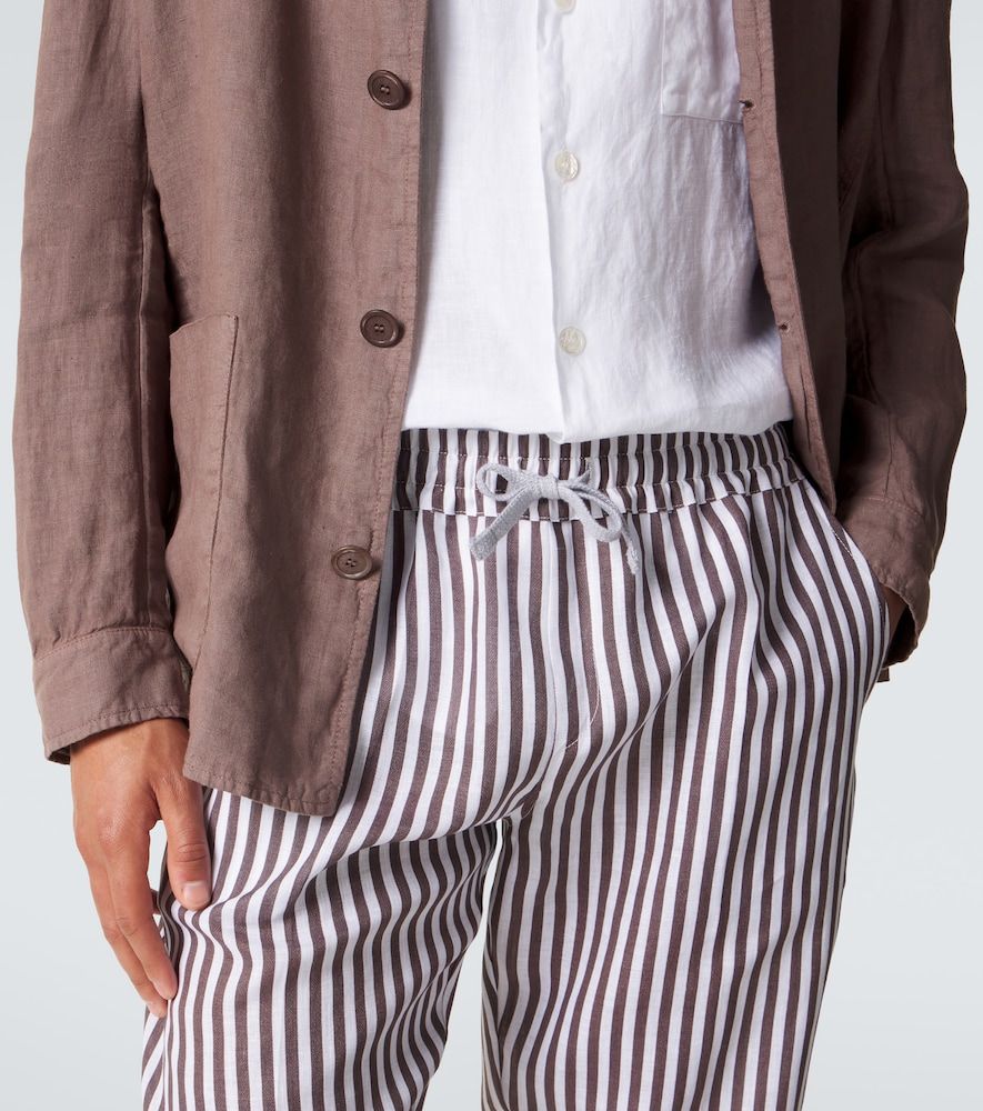 Pantalones rectos de lino a rayas - Fedeli - Modalova