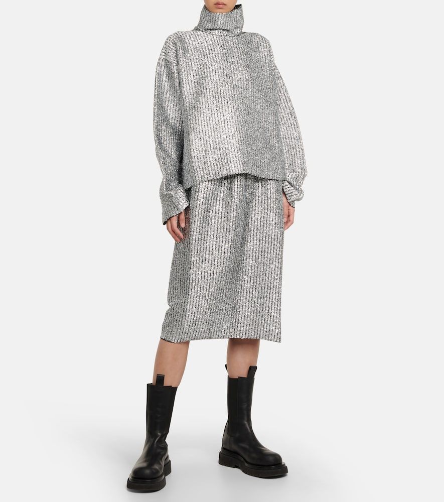 Moncler 1952 - Gonna midi in misto lana lamé - Moncler Genius - Modalova