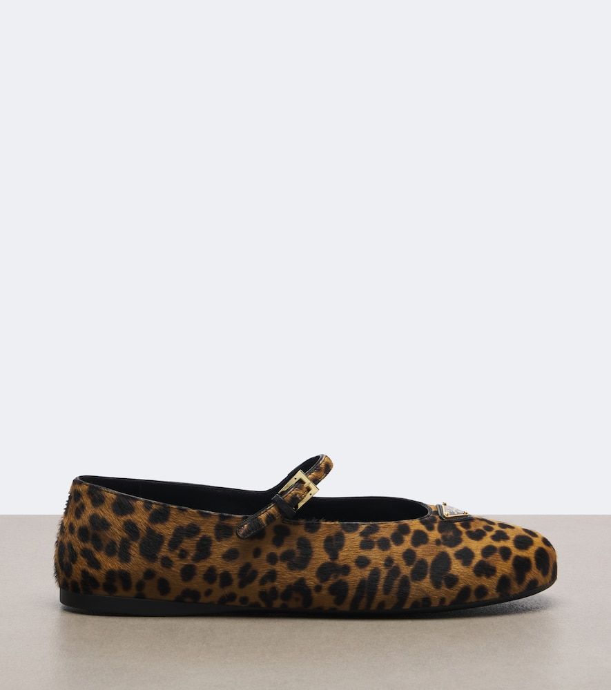 Leopard-print calf hair Mary Jane flats - Prada - Modalova