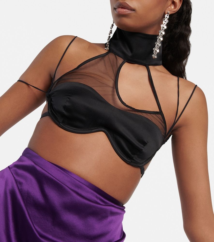 Top in raso con pannelli in mesh - Didu - Modalova
