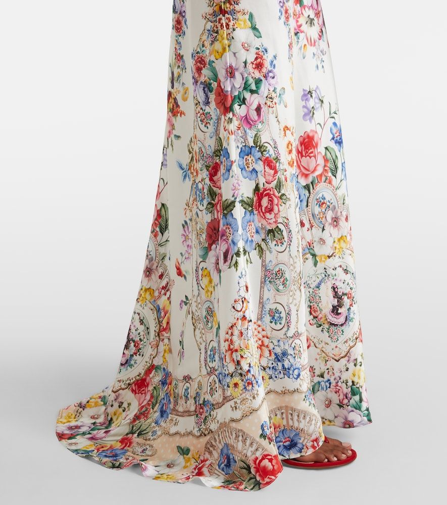 Abito sottoveste in seta con stampa floreale - Camilla - Modalova