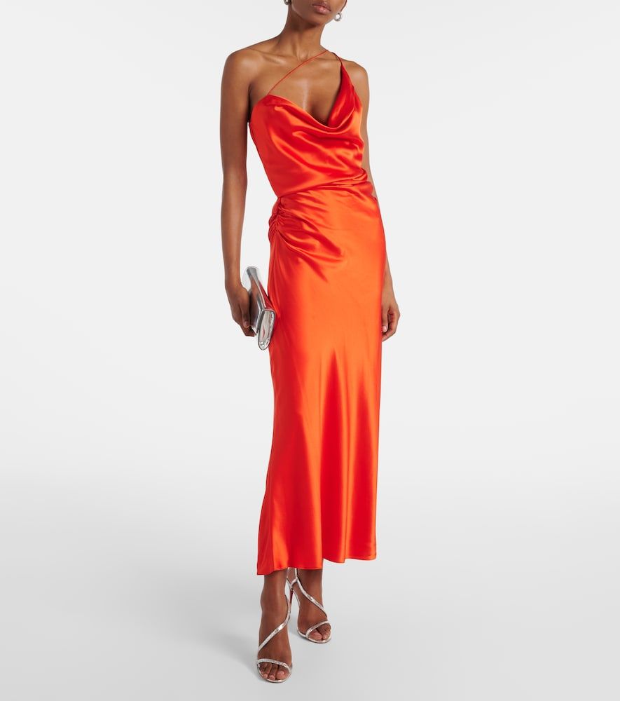 Abito midi in satin di seta monospalla - The Sei - Modalova