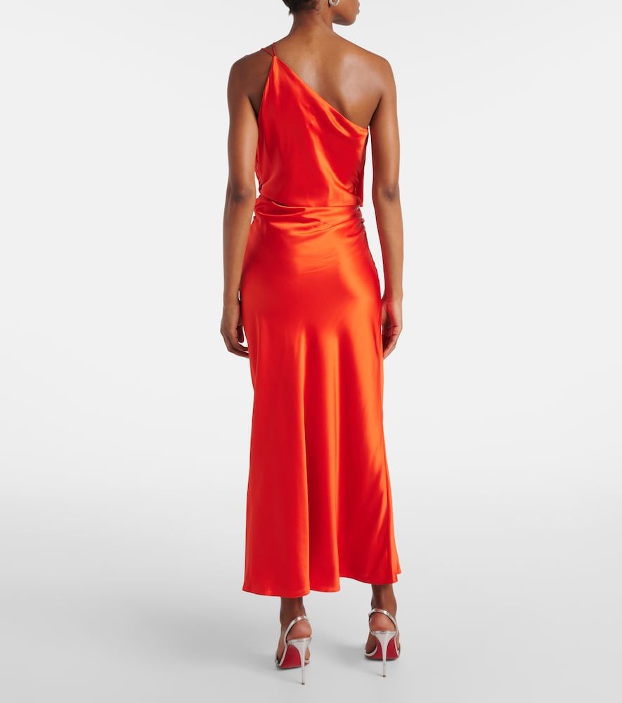 Abito midi in satin di seta monospalla - The Sei - Modalova