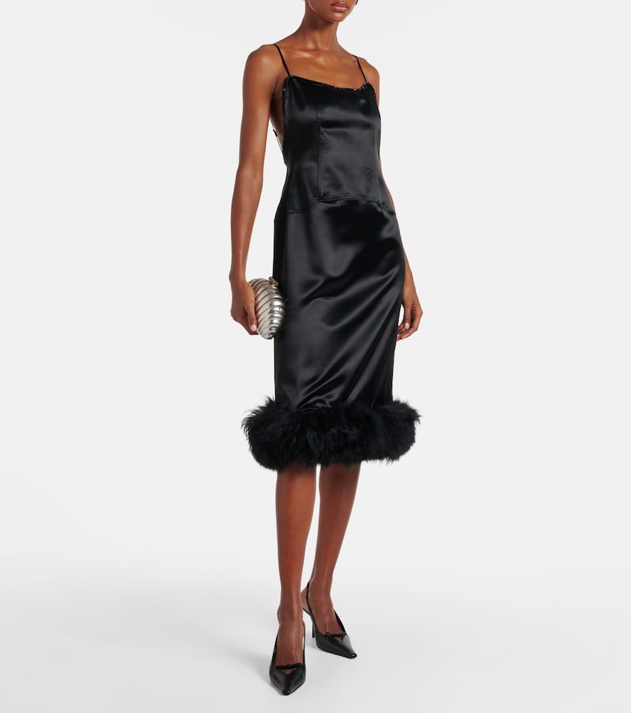 Abito sottoveste in raso con shearling - Jacques Wei - Modalova