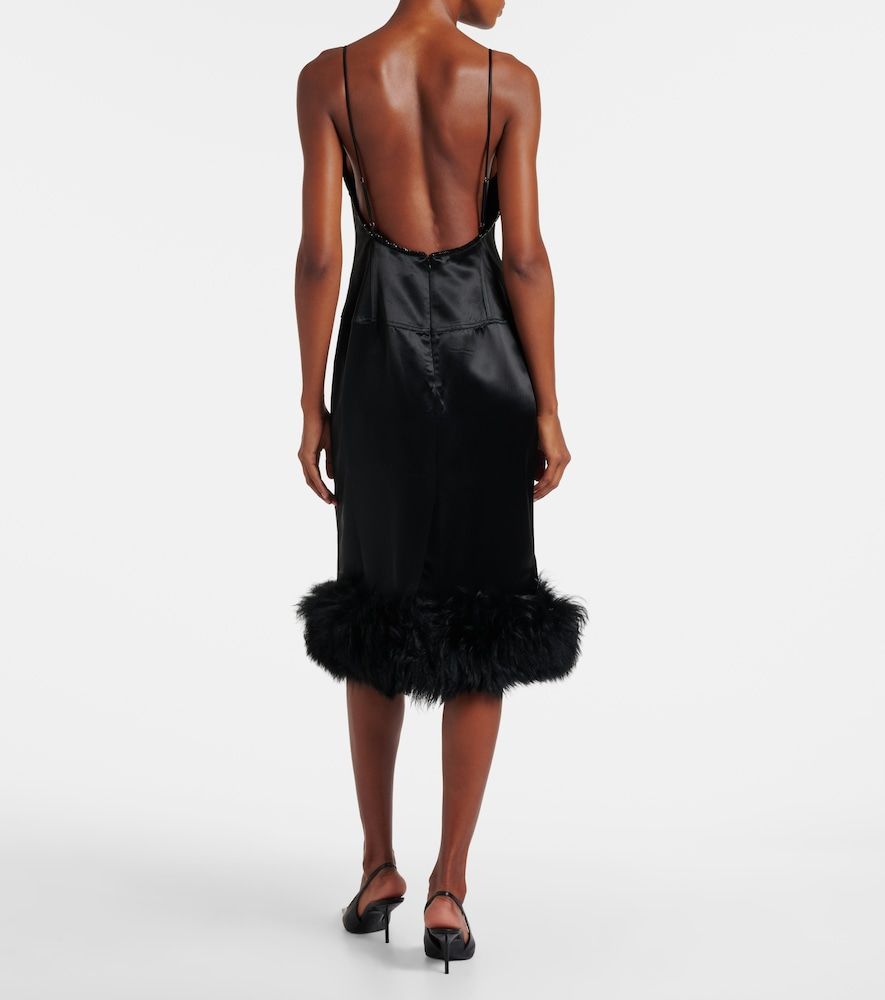 Abito sottoveste in raso con shearling - Jacques Wei - Modalova