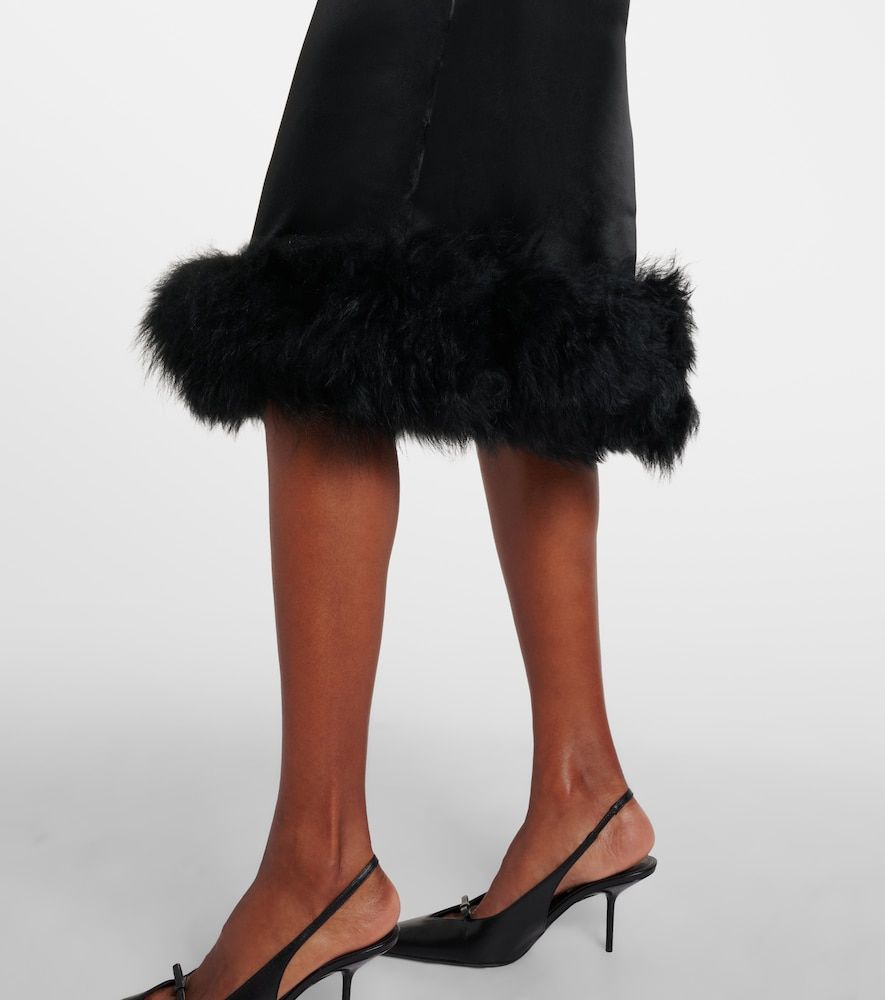 Abito sottoveste in raso con shearling - Jacques Wei - Modalova