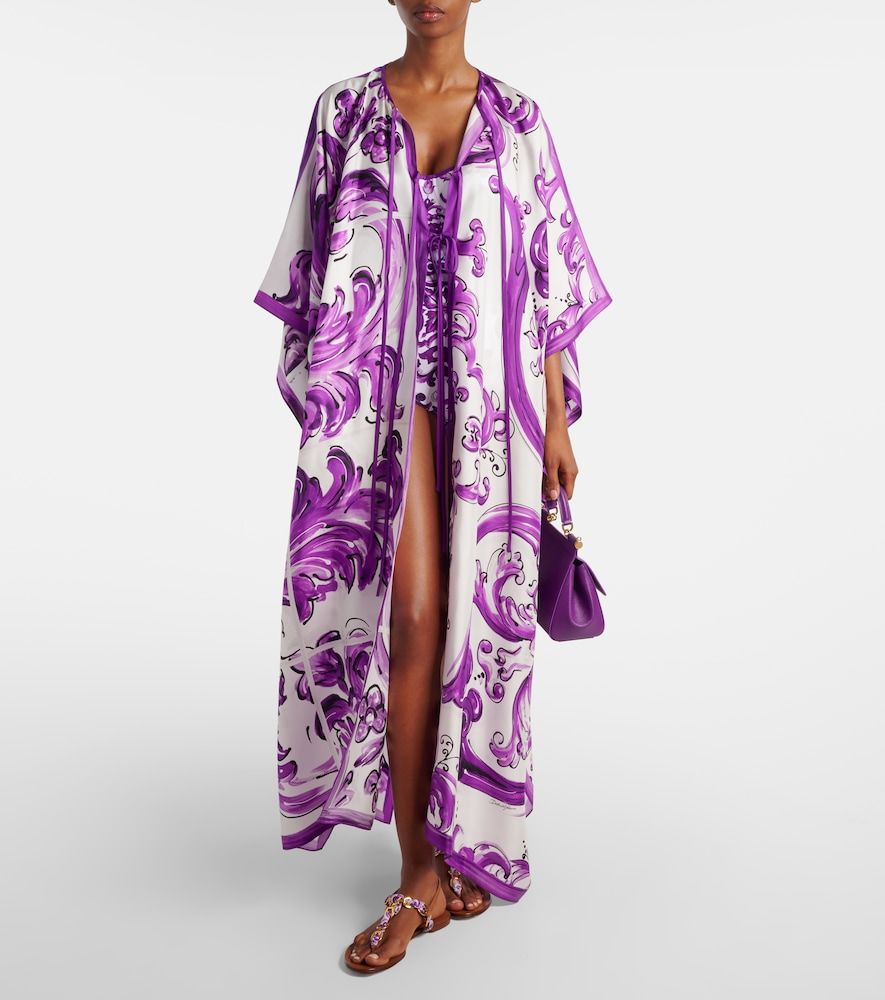 Vestido de playa Majolica de sarga de seda - Dolce&Gabbana - Modalova