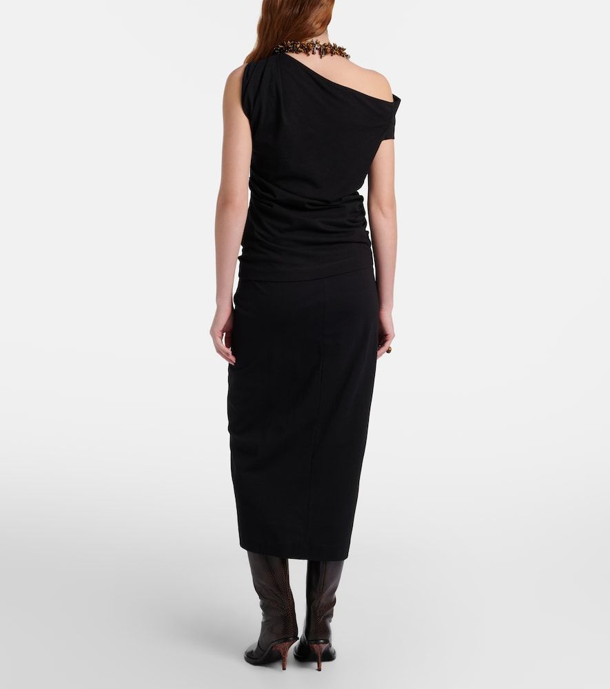 Falda midi de algodón fruncida - Dries Van Noten - Modalova