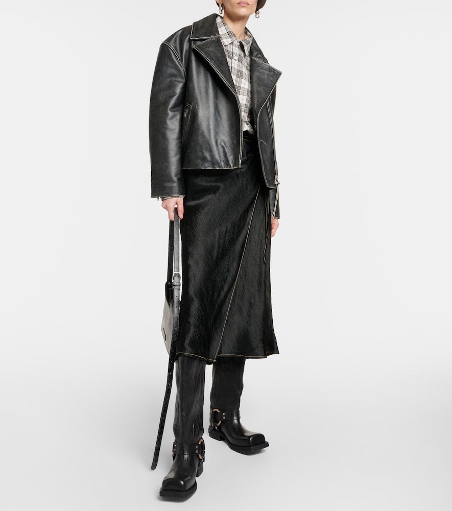 Chaqueta biker de piel con efecto desgastado - Acne Studios - Modalova