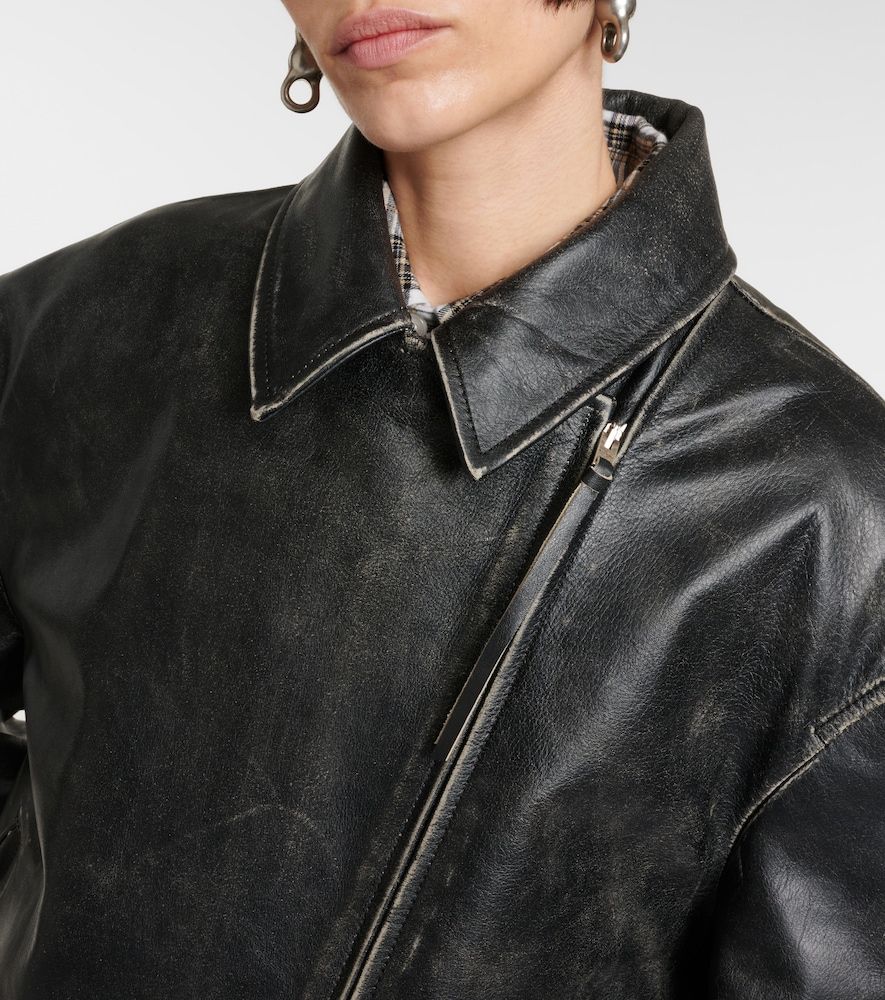 Chaqueta biker de piel con efecto desgastado - Acne Studios - Modalova