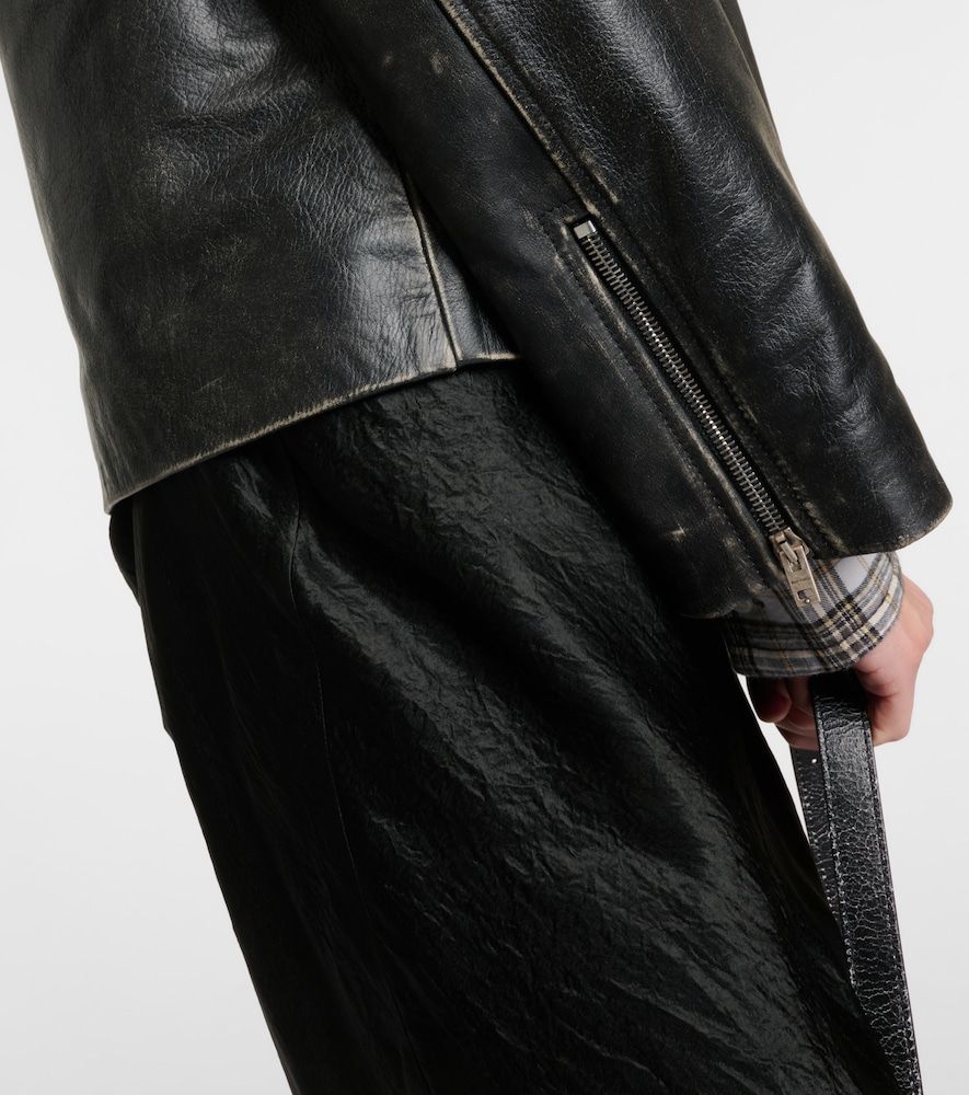 Chaqueta biker de piel con efecto desgastado - Acne Studios - Modalova
