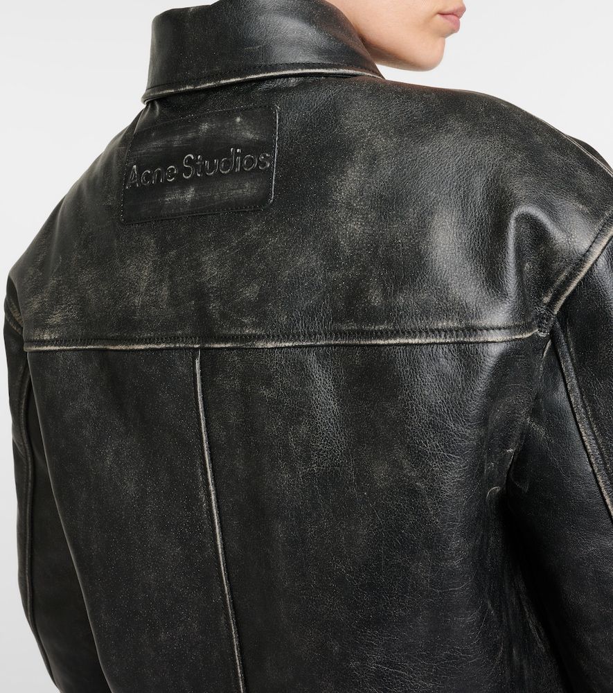 Chaqueta biker de piel con efecto desgastado - Acne Studios - Modalova