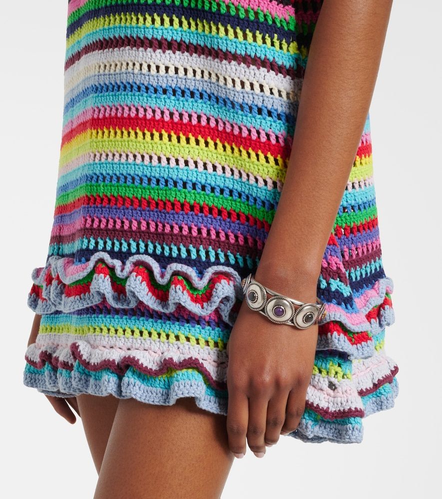 Vestido corto de croché de algodón a rayas - Ganni - Modalova
