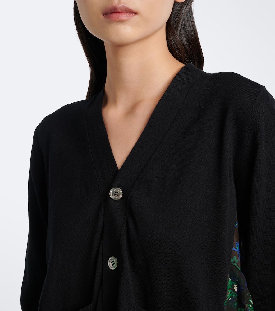 Cardigan in cotone con stampa floreale - Sacai - Modalova