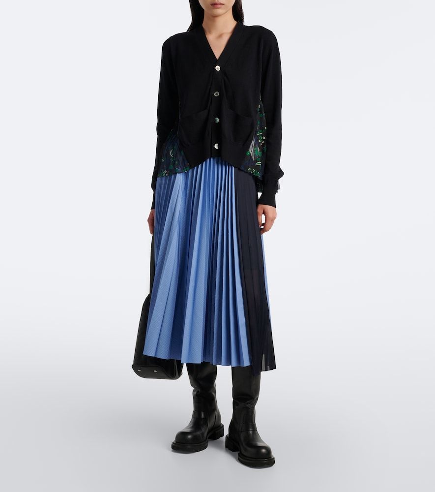 Cardigan in cotone con stampa floreale - Sacai - Modalova