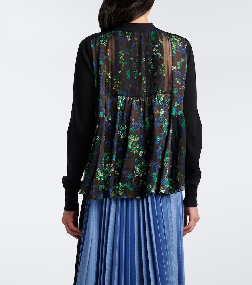 Cardigan in cotone con stampa floreale - Sacai - Modalova