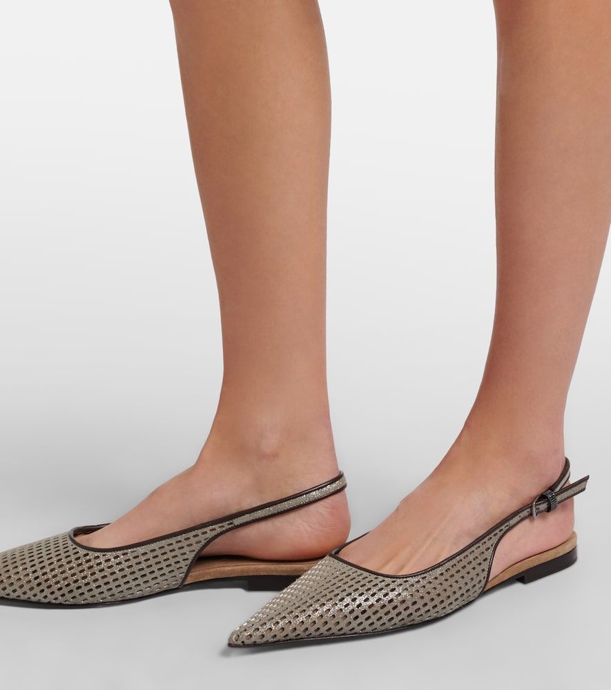 Monili leather slingback ballet flats - Brunello Cucinelli - Modalova