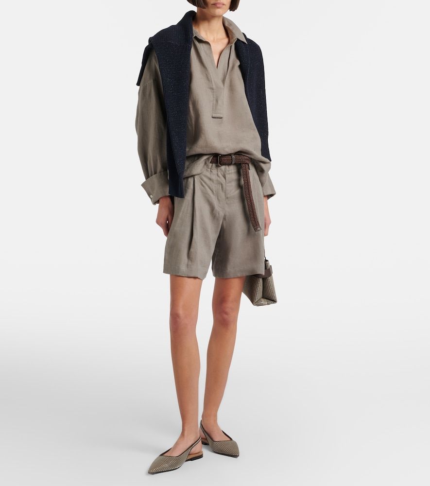 Monili leather slingback ballet flats - Brunello Cucinelli - Modalova