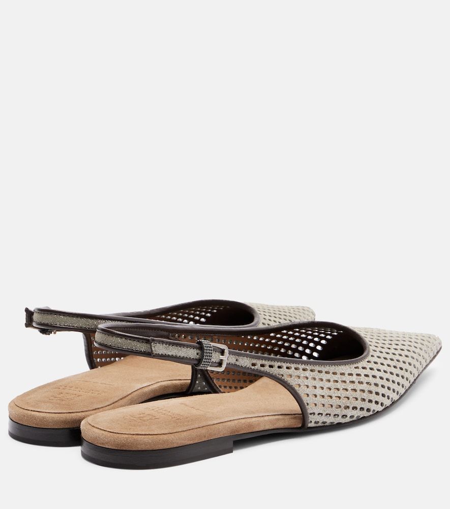 Monili leather slingback ballet flats - Brunello Cucinelli - Modalova