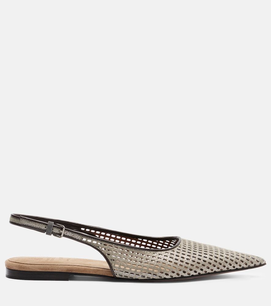 Monili leather slingback ballet flats - Brunello Cucinelli - Modalova