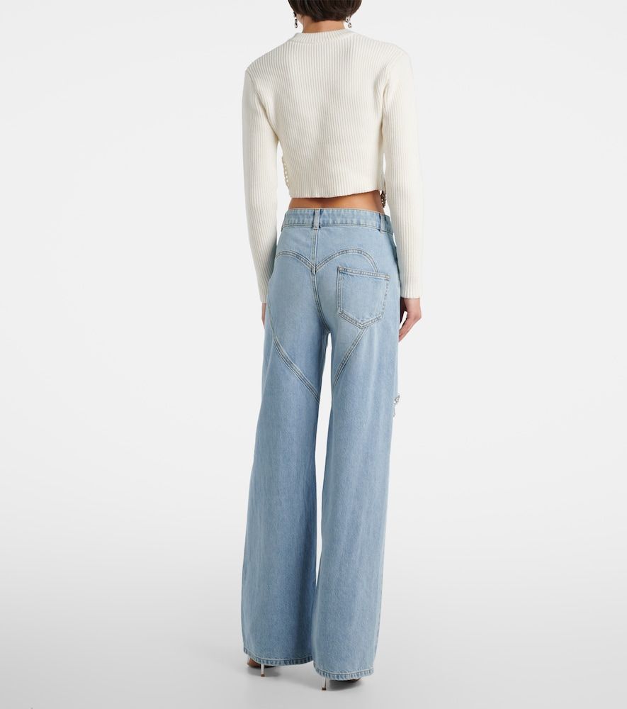 Distressed embellished wide-leg jeans - Area - Modalova