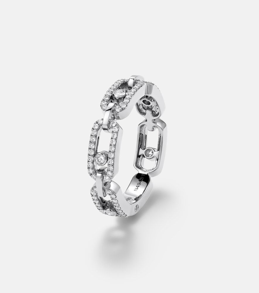 Anillo Move Link de oro blanco de 18 ct con diamantes - Messika - Modalova