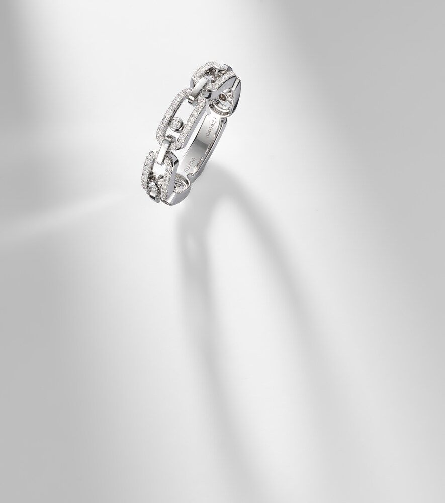 Anillo Move Link de oro blanco de 18 ct con diamantes - Messika - Modalova