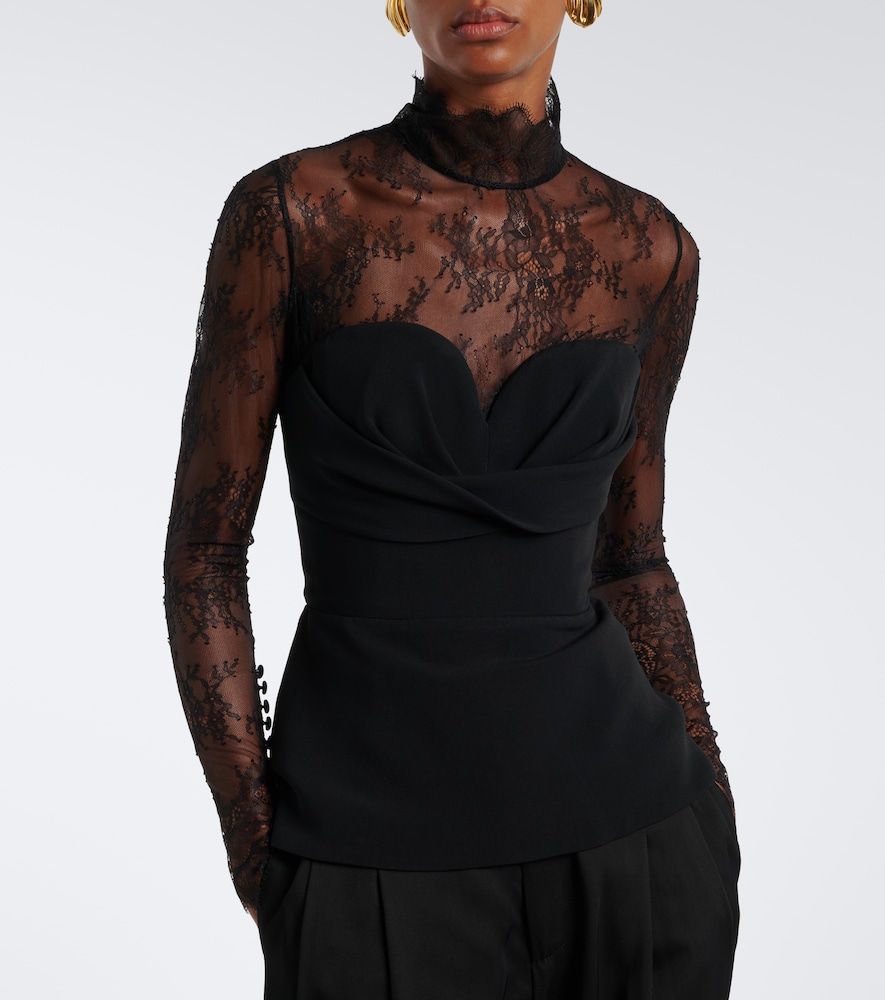 Elie Saab Lace-trimmed bustier top - Elie Saab - Modalova