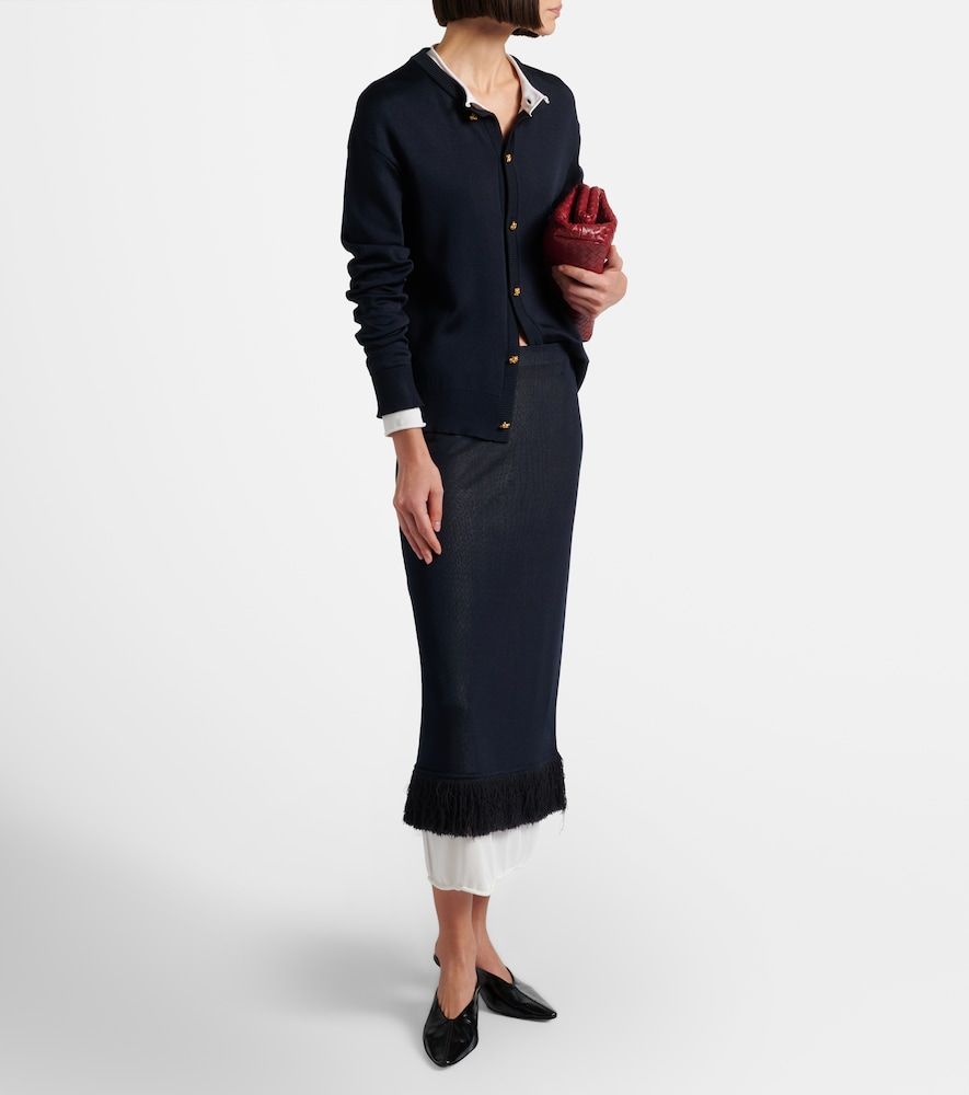 Falda midi de punto de seda - Bottega Veneta - Modalova