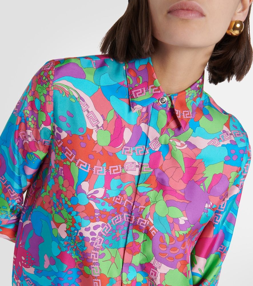 X Dua Lipa Camicia estiva floreale in twill di seta - Versace - Modalova